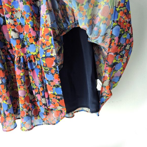 J. Crew Glendale chiffon Dress Watercolor Floral Cinched Smocked Waist XXS - Picture 8 of 11